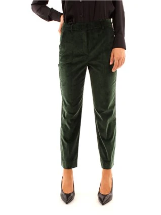 Pantaloni cropped in velluto a coste Celeste Donna