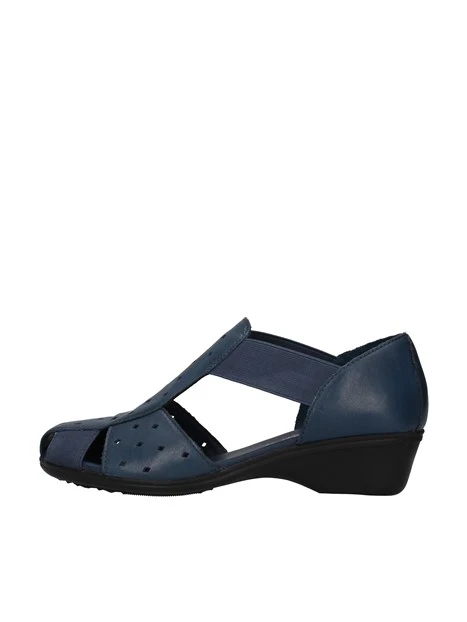 SANDALI CON ZEPPA IN PELLE SPUNTATI DONNA BLU