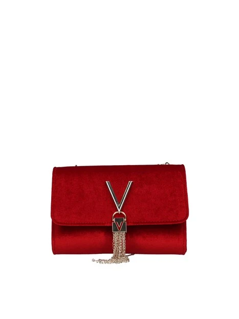 BORSA A TRACOLLA DIVINA IN VELLUTO CON LOGO DONNA ROSSO