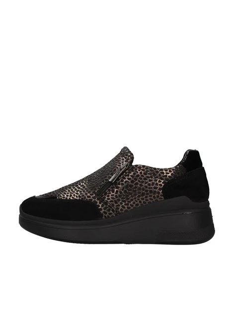 SNEAKERS SLIP ON FANTASIA ANIMALIER INSERTI IN PELLE DONNA NERO