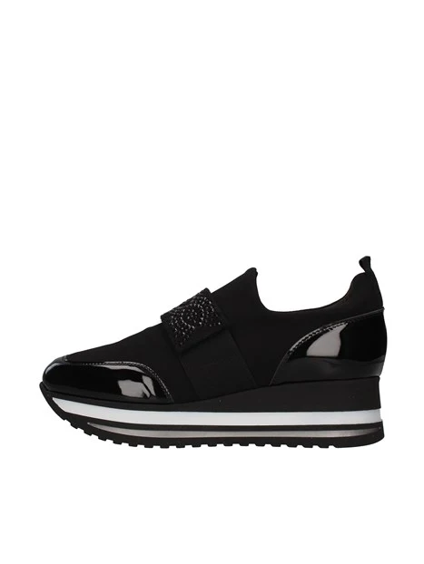 SNEAKERS SLIP ON CON ZEPPA E STRASS DONNA NERO