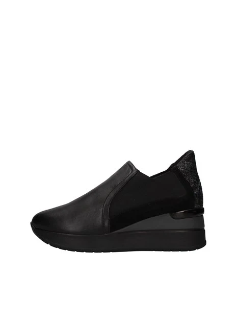 SNEAKERS SLIP ON CON ZEPPA MISTO PELLE DONNA NERO