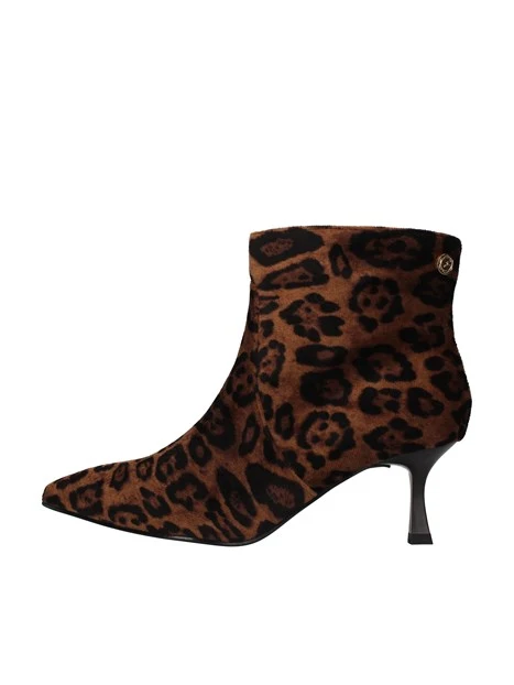 STIVALETTI TACCO BASSO FANTASIA ANIMALIER DONNA MARRONE