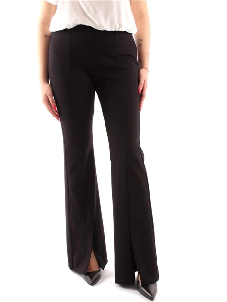 PANTALONI A ZAMPA FLARE CON SPACCO DONNA NERO