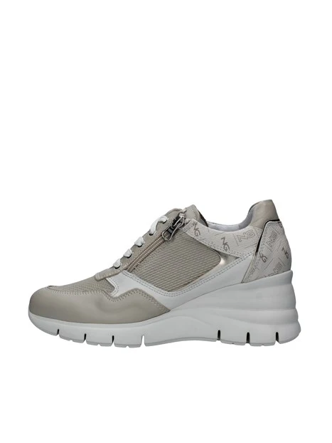 SNEAKERS LOGATE CON ZIP LATERALE DONNA BEIGE