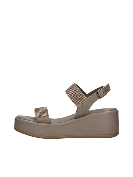 SANDALI CON ZEPPA E FASCE CON STRASS DONNA BEIGE