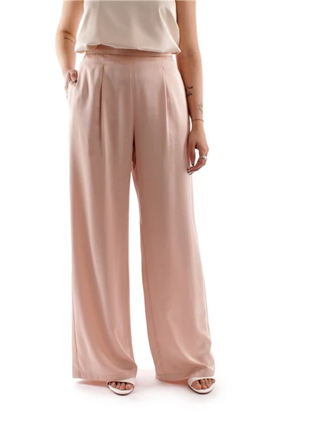 PANTALONI PALAZZO IN RASO DONNA ROSA