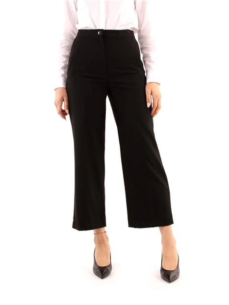 PANTALONI CROPPED IN FLANELLA DONNA NERO