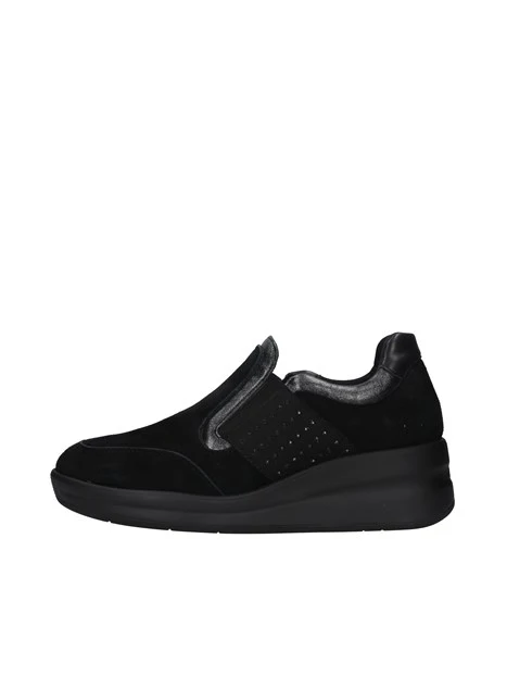 SNEAKERS SLIP ON IN CAMOSCIO CON ZEPPA DONNA NERO