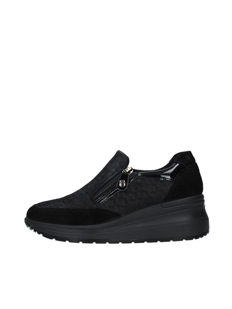 SNEAKERS SLIP ON CON ZEPPA E INSERTI IN CAMOSCIO DONNA NERO