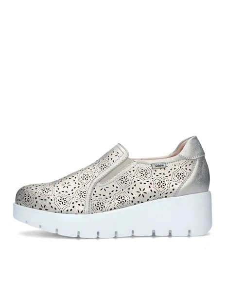 SNEAKERS SLIP ON CON ZEPPA TRAMA TRAFORATA DONNA PLATINO