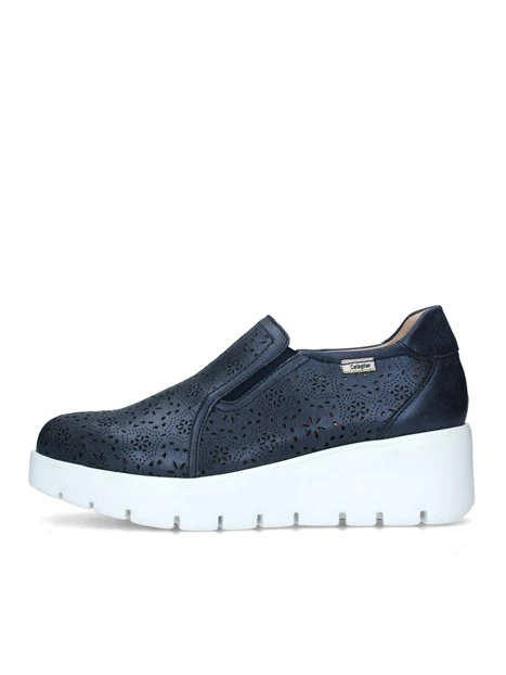 SNEAKERS SLIP ON CON ZEPPA TRAMA TRAFORATA DONNA BLU