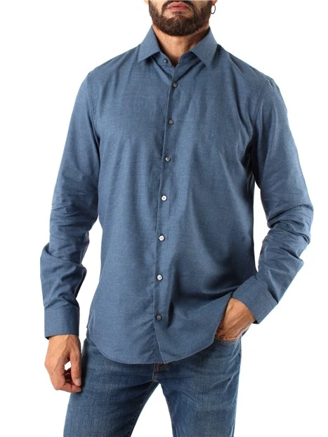 CAMICIA CON LOGO CK RICAMATO UOMO BLU JEANS