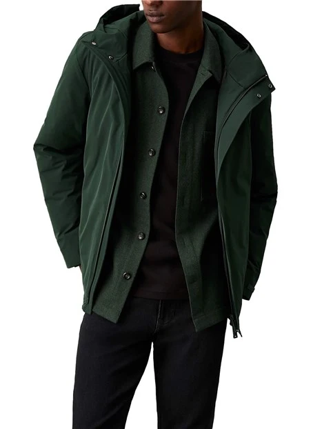 GIACCA IMPERMEABILE IN TWILL TECNICO UOMO VERDE