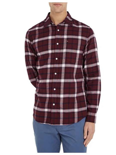 CAMICIA CASUAL A QUADRI UOMO BORDEAUX