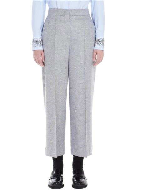 PANTALONI CROPPED IN PURA LANA VERGINE DONNA GRIGIO