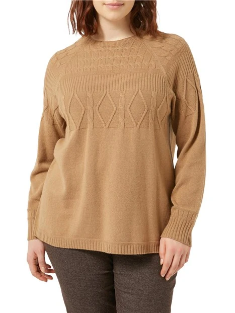 MAGLIA GIROCOLLO IN MISTO VISCOSA E CASHMERE DONNA BEIGE