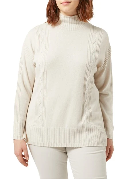 MAGLIA DOLCEVITA IN MISTO CASHMERE DONNA BIANCO