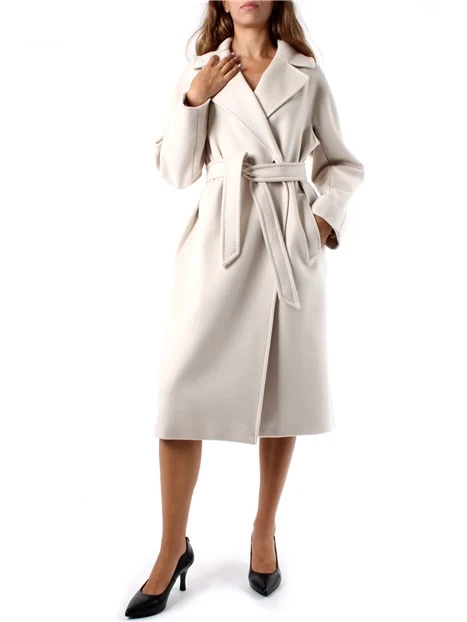 CAPPOTTO LUNGO DOPPIOPETTO A VESTAGLIA DONNA BIANCO