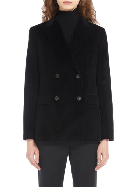 GIACCA BLAZER DOPPIOPETTO IN VELLUTO DI PURO COTONE DONNA NERO