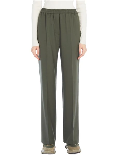 PANTALONI PALAZZO IN GABARDINA BIELASTICA MISTO LANA DONNA VERDE