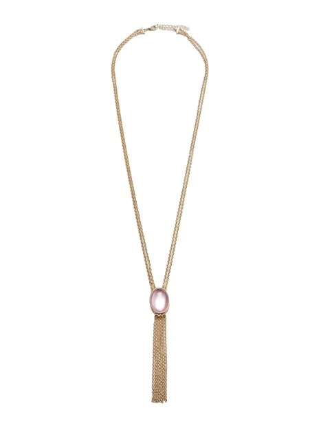 COLLANA CON PIETRA CENTRALE E NAPPINA DONNA ROSA