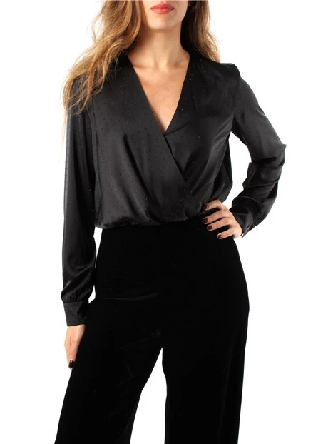 BLUSA CON BODY IN RASO DONNA NERO