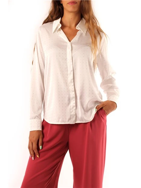 CAMICIA IN RASO LEGGERO CON APPLICAZIONI DONNA BIANCO