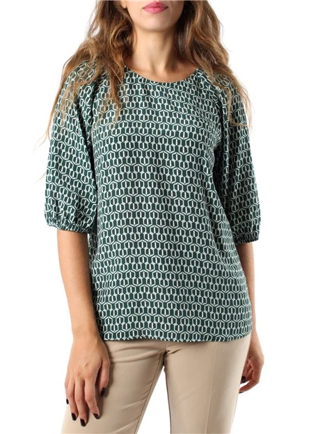 BLUSA IN VISCOSA A FANTASIA STAMPATA DONNA VERDE