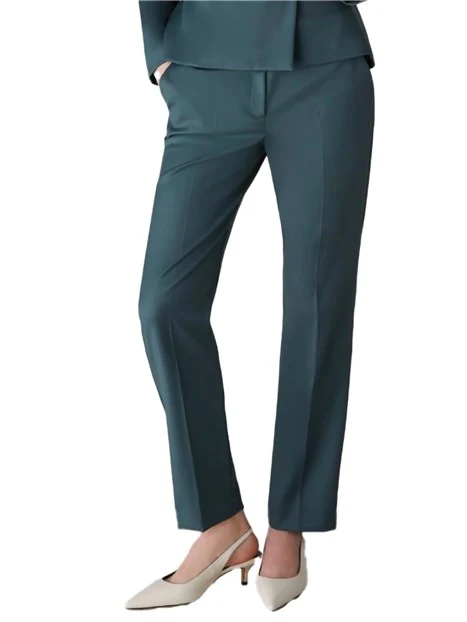 PANTALONI CHINO IN TRAMA DI POLIVISCOSA DONNA VERDE