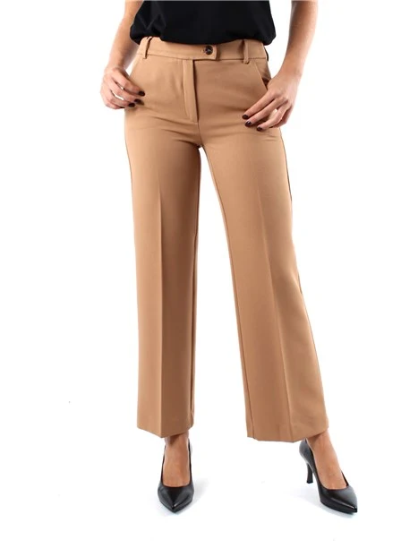 PANTALONI PALAZZO IN TESSUTO TECNICO BIELASTICO DONNA BEIGE