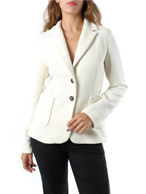 BLAZER MONOPETTO IN STUOIA ARMATURATA DONNA BIANCO