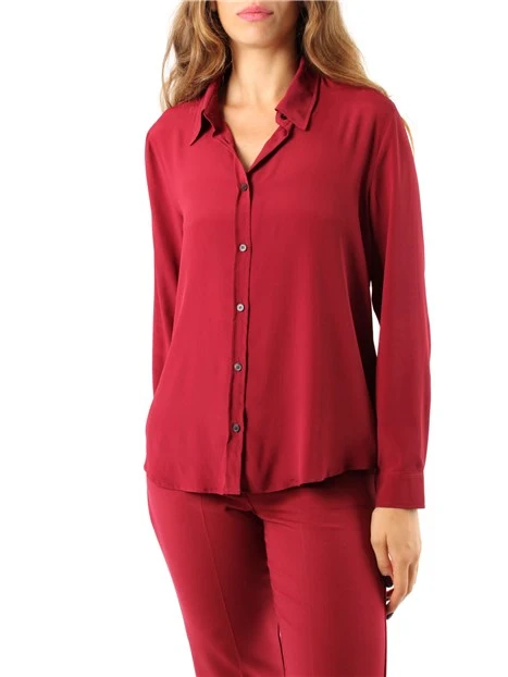 CAMICIA IN CREPE DE CHINE MISTO SETA DONNA ROSSO