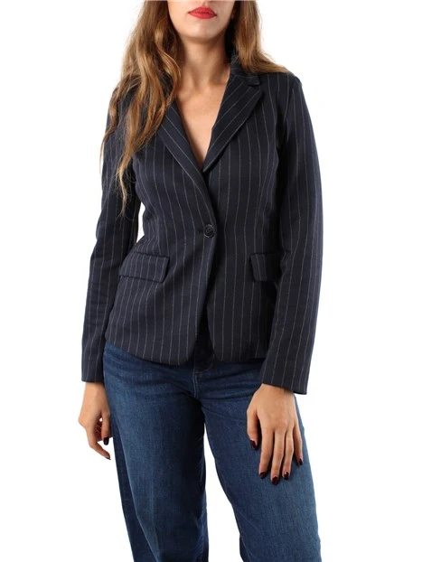 BLAZER PUNTO MILANO GESSATO DONNA BLU