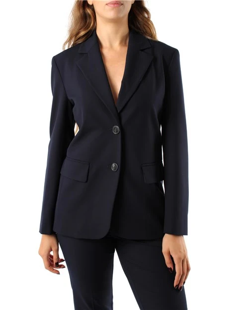 GIACCA BLAZER MONOPETTO IN TELA BIELASTICA MISTO VISCOSA DONNA BLU