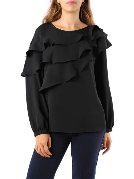 BLUSA IN DOPPIA GEORGETTE DONNA NERO