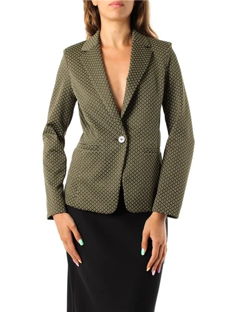 GIACCA BLAZER MONOPETTO CON FANTASIA GEOMETRICA DONNA VERDE