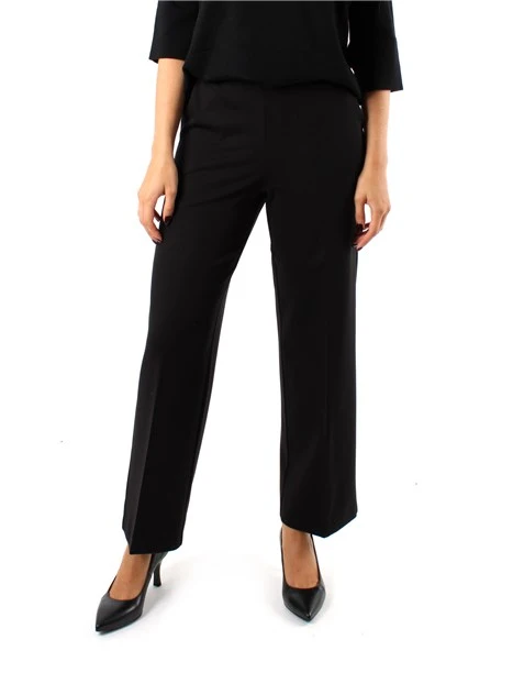 PANTALONI PALAZZO IN MAGLIA ELASTICA PUNTO MILANO DONNA NERO