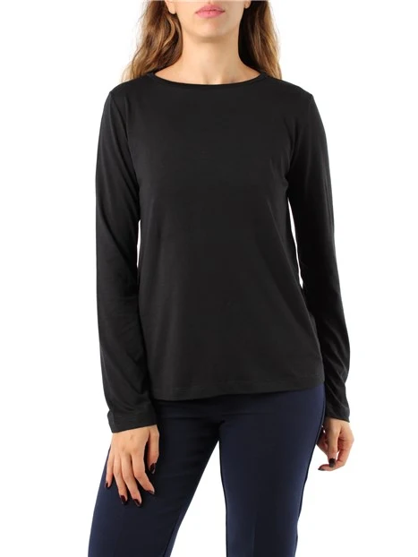 T-SHIRT MANICA LUNGA MISTO COTONE DONNA NERO