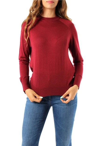 MAGLIA GIROCOLLO IN MISTO LANA DONNA BORDEAUX