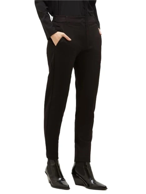 PANTALONI A SIGARETTA IN MISTO VISCOSA CREPE DONNA NERO