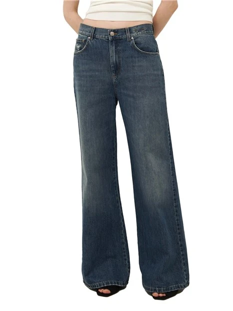 JEANS PALAZZO PURO DENIM DI COTONE DONNA BLU