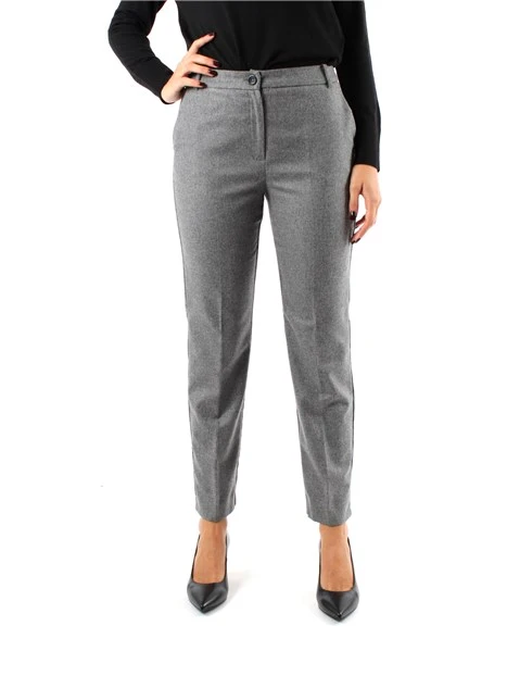 PANTALONI CHINO IN FLANELLA MISTO LANA DONNA GRIGIO CHIARO