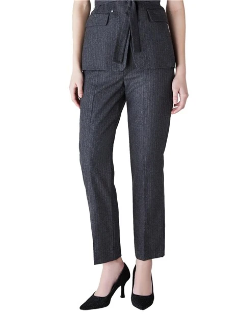 PANTALONI CHINO IN FLANELLA MISTO LANA DONNA GRIGIO SCURO