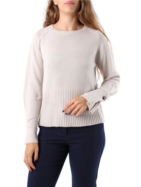 MAGLIA GIROCOLLO FILATO MISTO LANA DONNA BEIGE