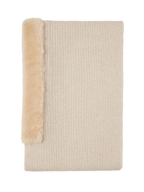 SCIARPA IN MAGLIA CON DETTAGLI FLUFFY DONNA BEIGE