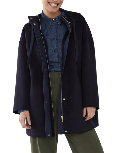 CAPPOTTO CORTO IN MISTO LANA DONNA BLU