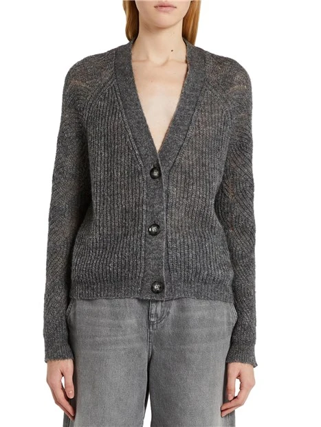 CARDIGAN IN FILATO MISTO MOHAIR DONNA GRIGIO