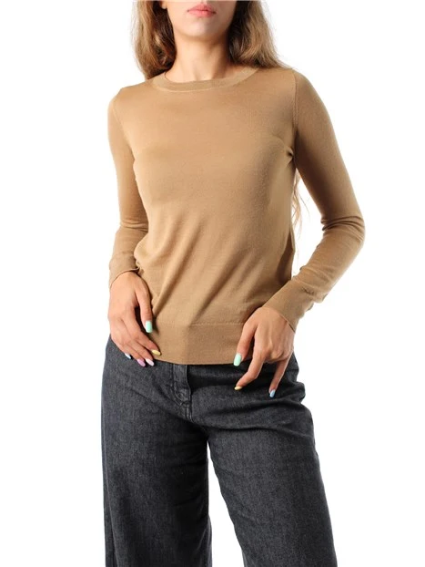 MAGLIA GIROCOLLO IN PURA LANA FINE DONNA BEIGE