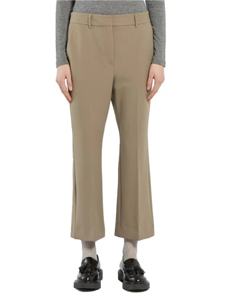 PANTALONI ZAMPA IN GABARDINA BIELASTICA DONNA MARRONE